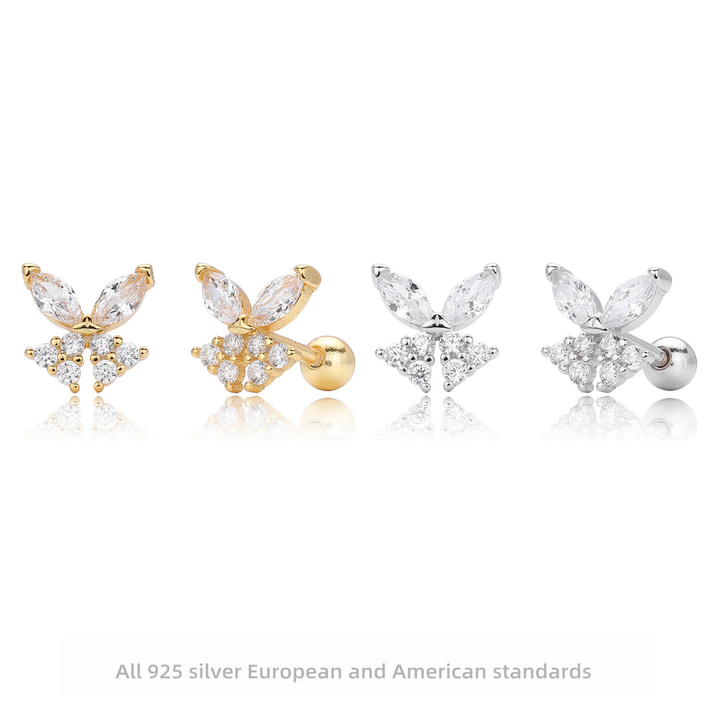Damen Ohrstecker mit luxuriösem Zirkon-Halbmotiv aus hochwertigem 925 Sterling Silber Shop Nory