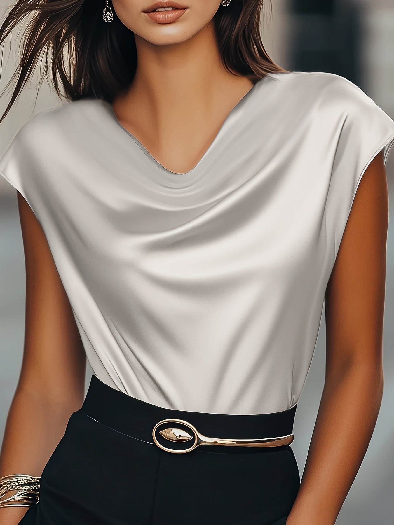 Damen Elegantes Drapiertes Oberteil aus hochwertigem Material