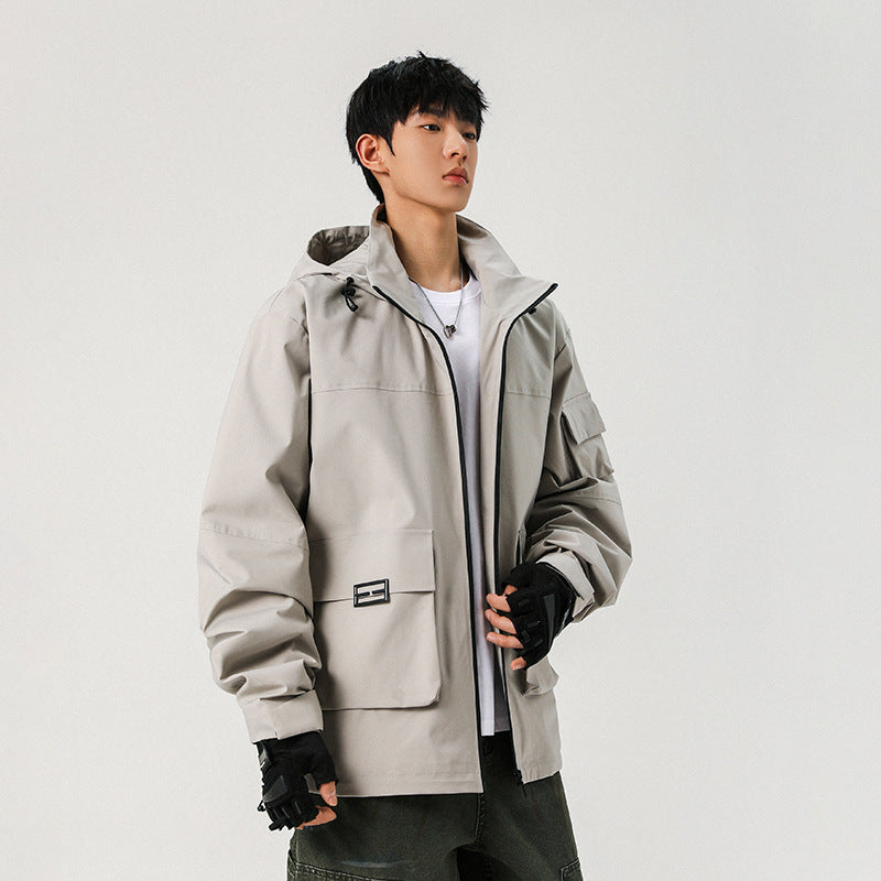 Herren Oversize Utility-Jacke mit technischer Softshell, Kapuze und Mehrfachtaschen Shop Nory