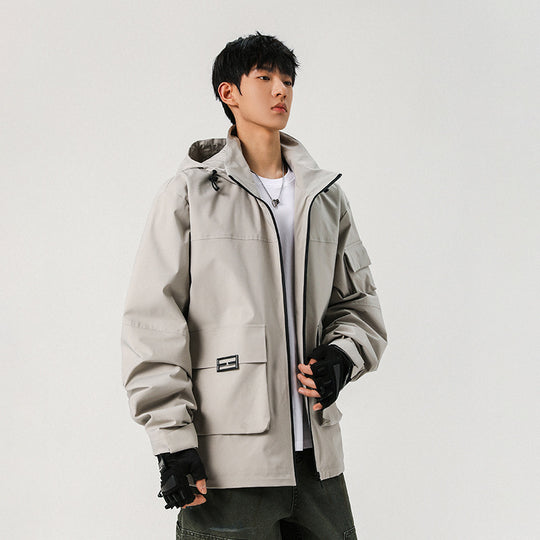 Herren Oversize Utility-Jacke mit technischer Softshell, Kapuze und Mehrfachtaschen Shop Nory