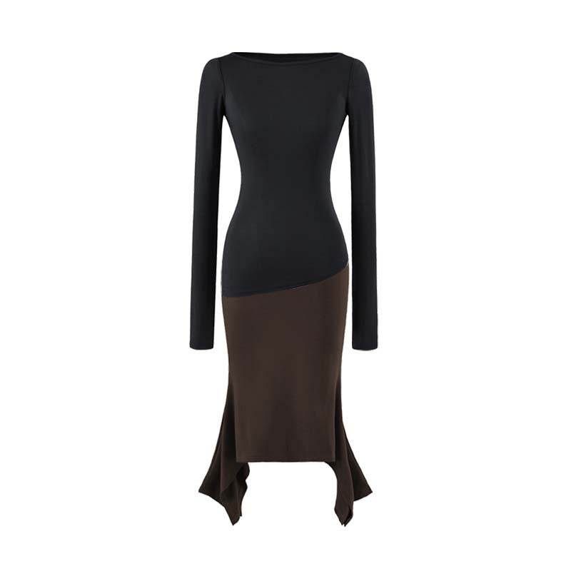 Damen Figurbetontes Midikleid mit asymmetrischem Zipfelsaum und Paneel-Design Shop Nory
