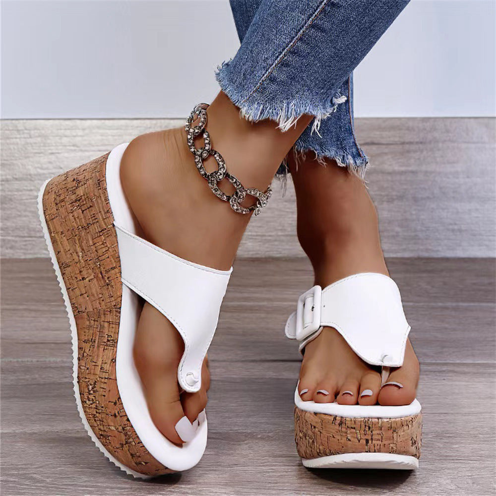 Damen Wedge-Sandaletten mit komfortablem Korkfußbett und verstellbarem Riemen Shopnory