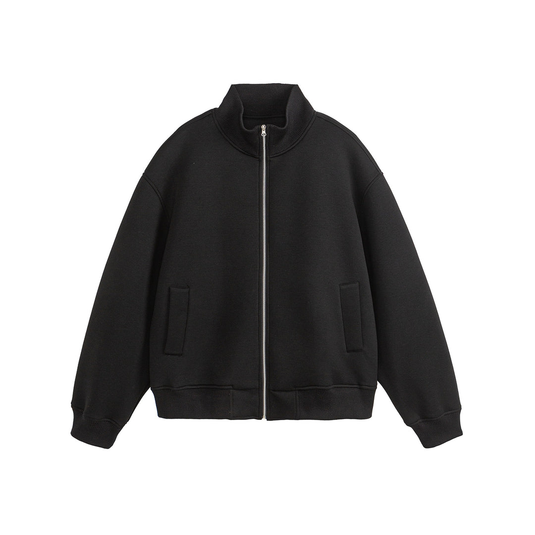 Unisex Boxy-Reißverschluss-Sweatjacke mit Funnelkragen und Rippbündchen Shop Nory