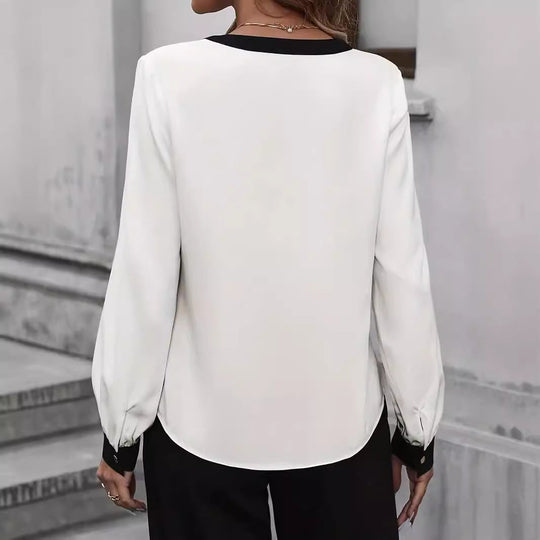 Damen elegante Bluse mit kontrastierenden Details