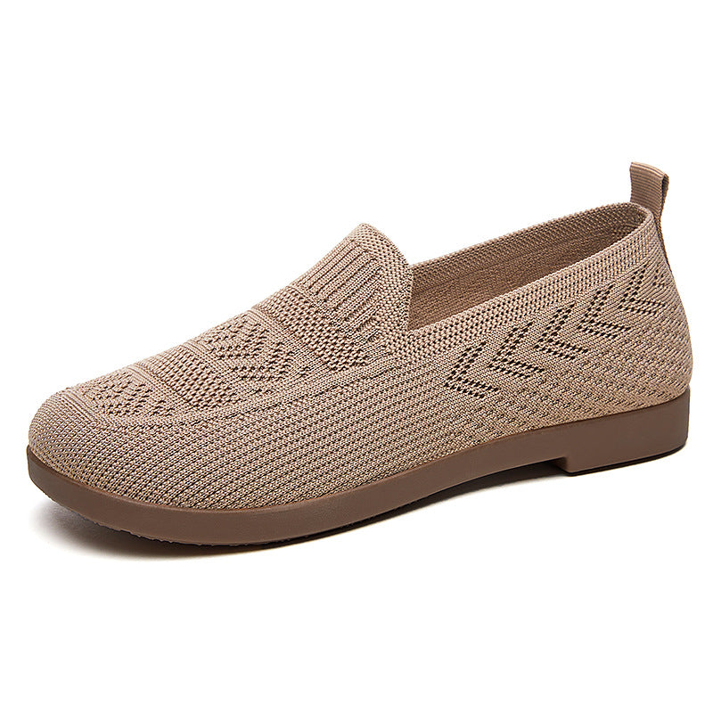 Damen Komfortable Strick-Slipper mit elastischem Einstieg und rutschfester Sohle