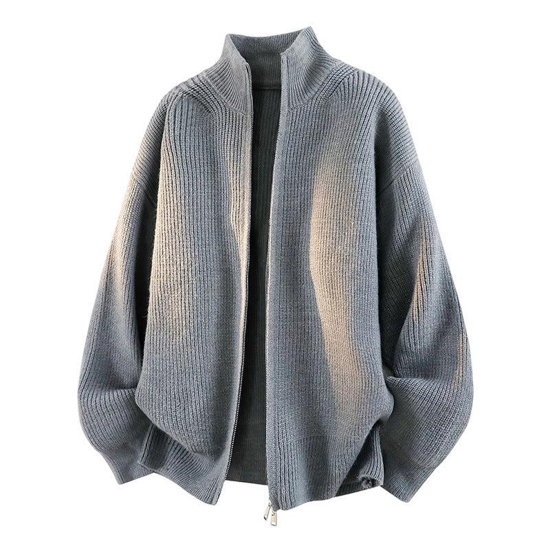 Damen Oversized Strickjacke mit hohem Kragen und Reißverschluss Shop Nory