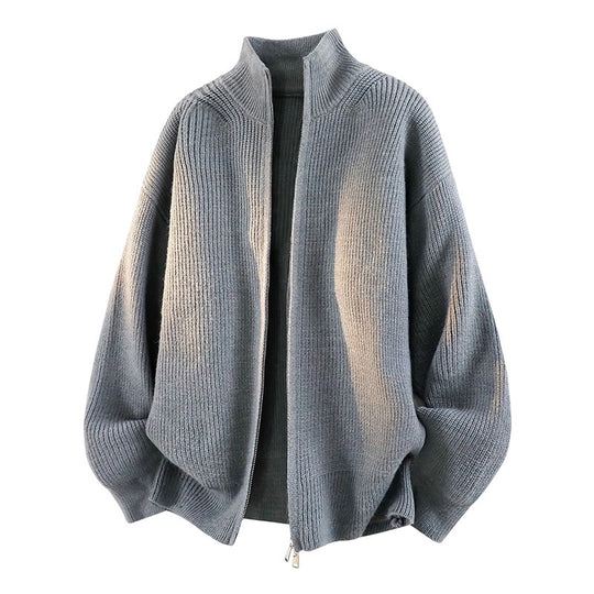 Damen Oversized Strickjacke mit hohem Kragen und Reißverschluss Shop Nory