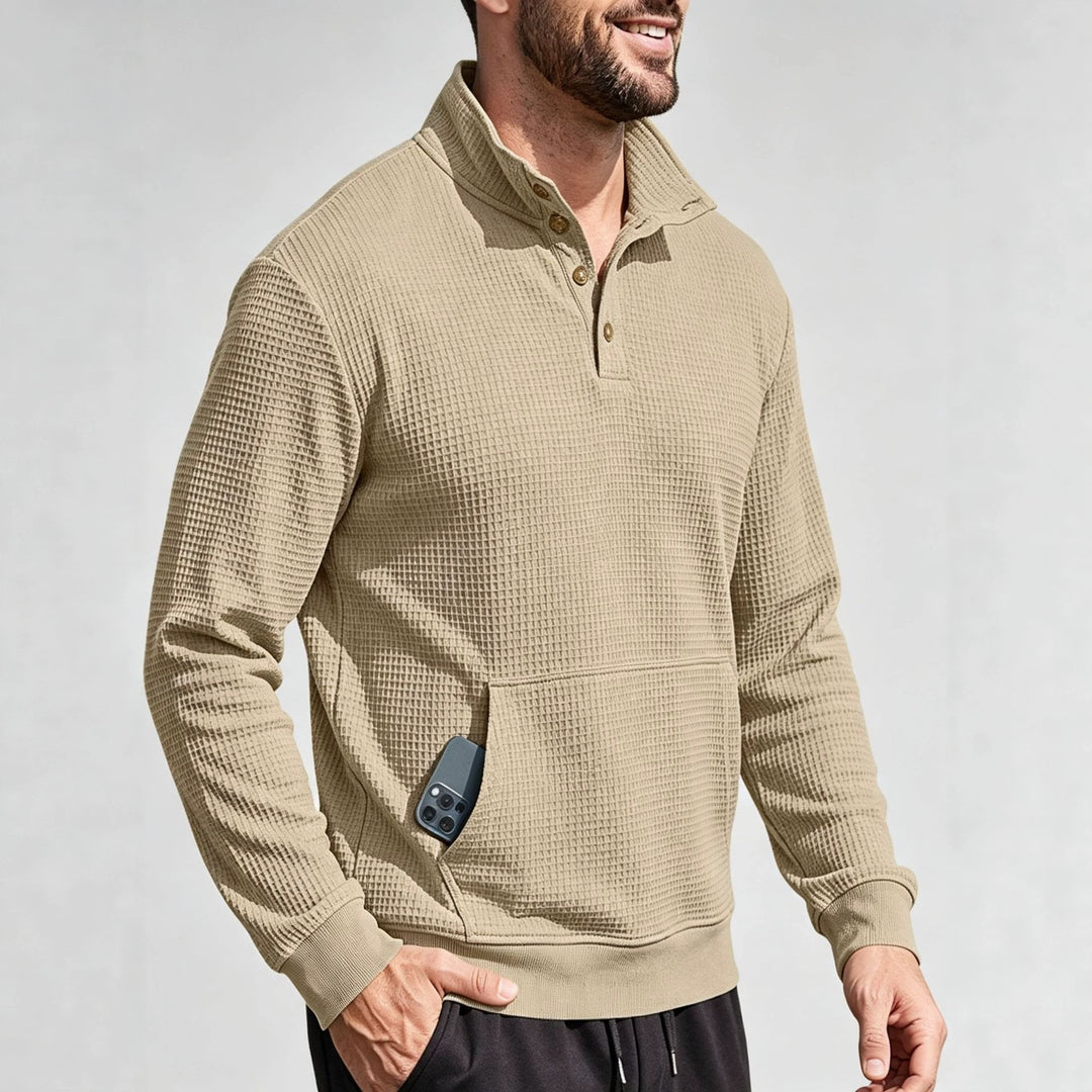 Herren Modischer Sportpullover mit Knopfleiste