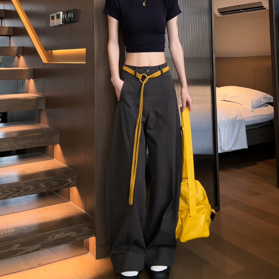 Damen Weite Baumwollhose mit Statement-Gürtel Shop Nory
