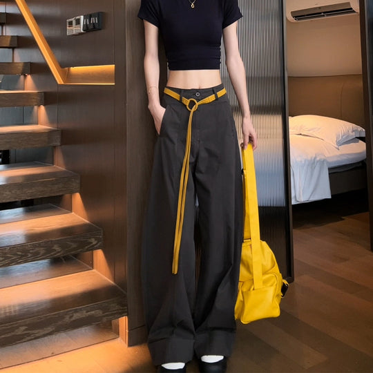 Damen Weite Baumwollhose mit Statement-Gürtel Shop Nory