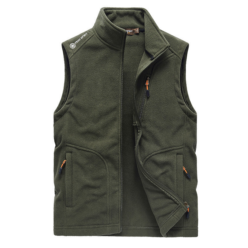 Herren Fleece-Weste mit Stehkragen, Reißverschlusstaschen und windabweisender Front Shop Nory