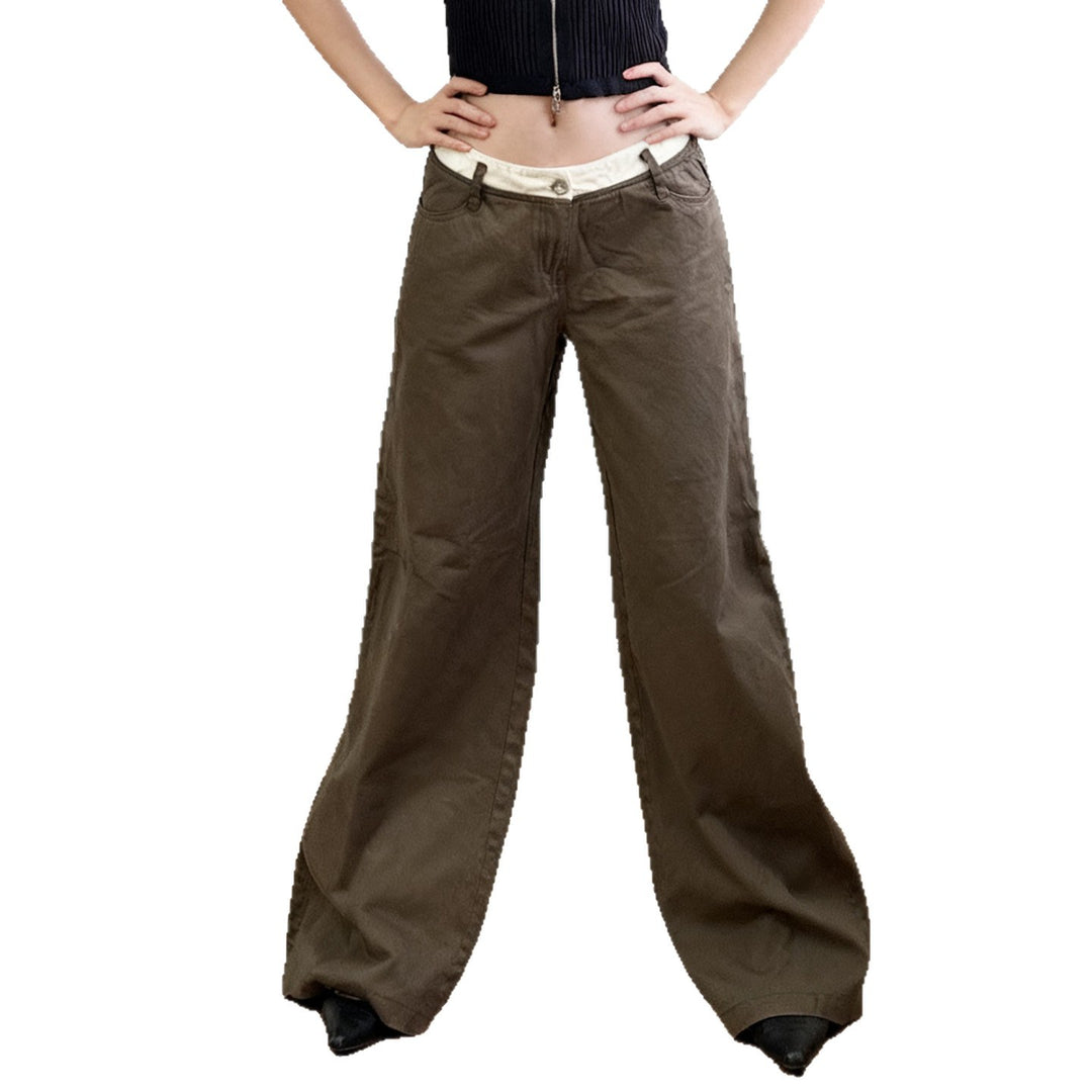 Damen nan Highwaist-Culottehose mit weitem Bein und kontrastierendem Bunddetail Shop Nory