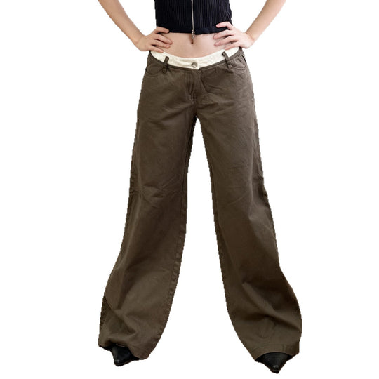 Damen nan Highwaist-Culottehose mit weitem Bein und kontrastierendem Bunddetail Shop Nory