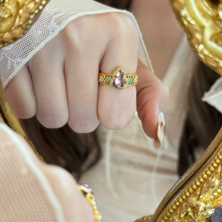 Damen zarter Ring mit kunstvollem Design und bunten Steinen Shop Nory