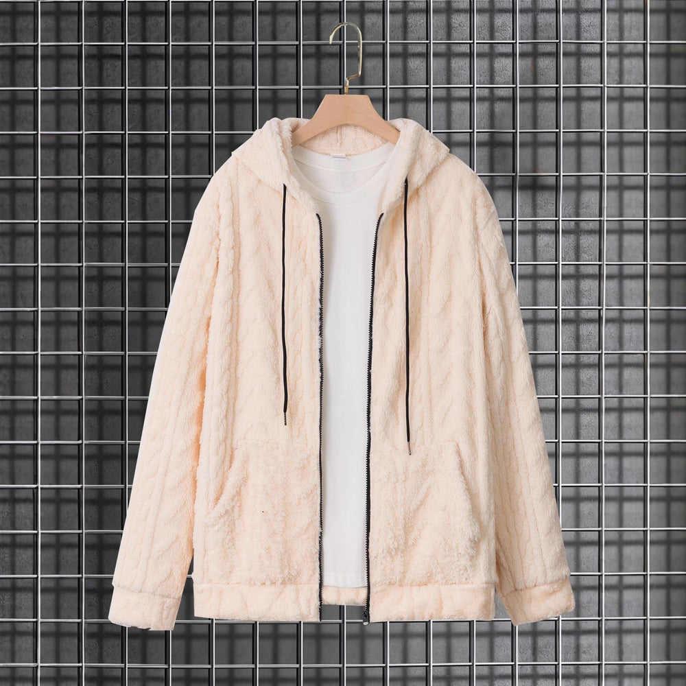 Herren kuschelige Kapuzenjacke aus Teddyfleece mit durchgehendem Reißverschluss und Kängurutaschen Shop Nory