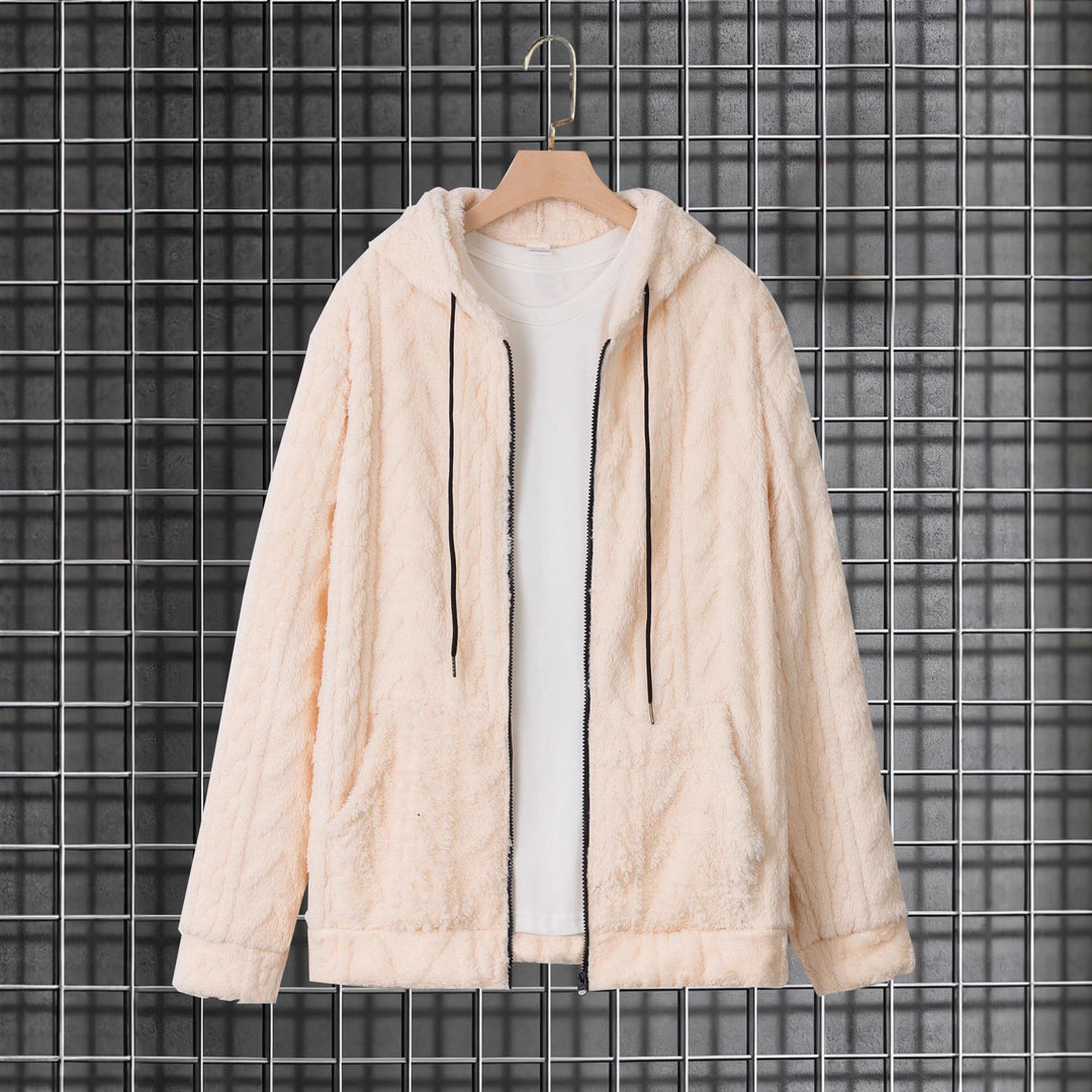 Herren kuschelige Kapuzenjacke aus Teddyfleece mit durchgehendem Reißverschluss und Kängurutaschen Shop Nory