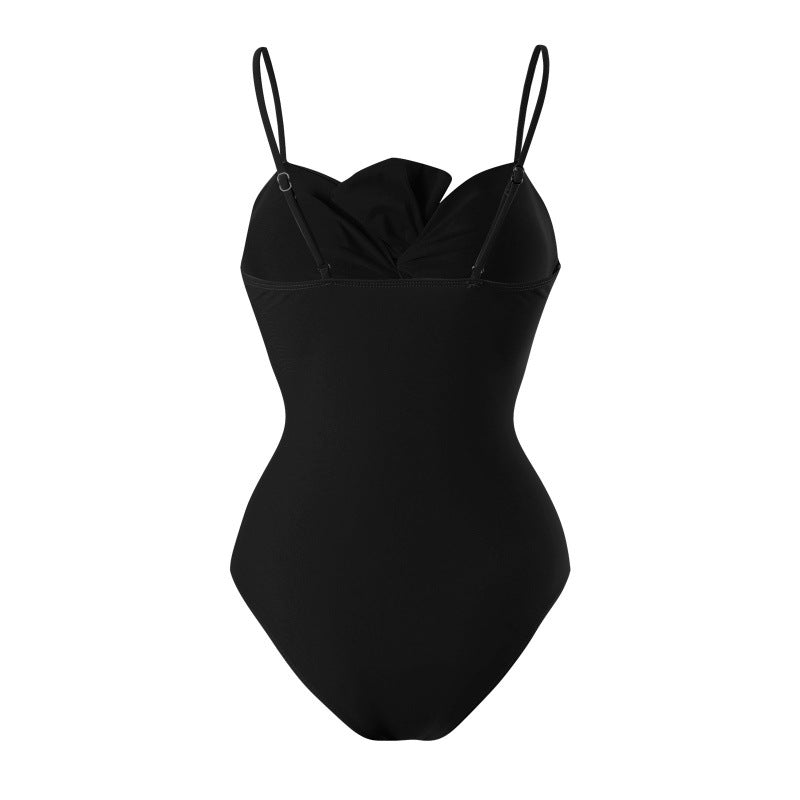 Damen Einteiler Badeanzug mit verstellbaren Trägern und eleganter Raffung