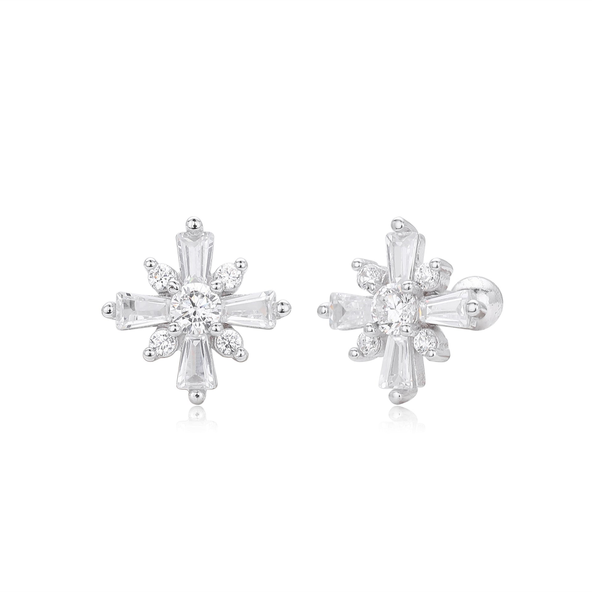 Damen Ohrstecker mit funkelndem Zirkon in Kreuzform aus hochwertigem 925 Sterling Silber Shop Nory