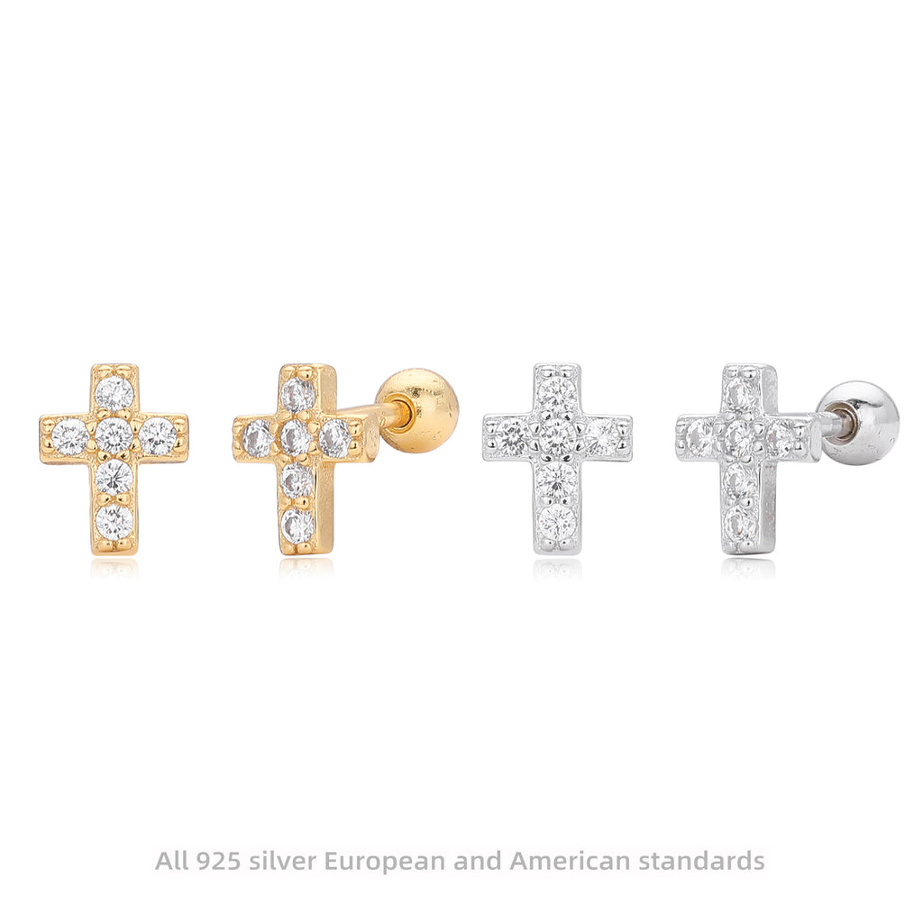 Damen Ohrstecker im stilvollen Kreuzdesign aus hochwertigem 925er Sterling Silber und funkelnden Zirkonsteinen Shop Nory