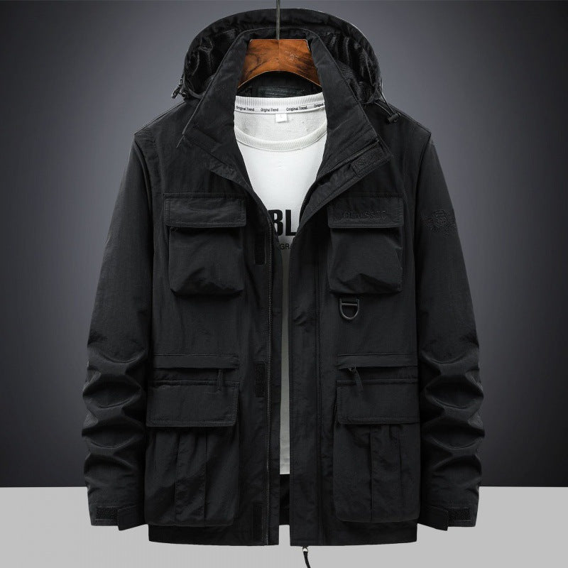 Herren Multifunktionale Utility-Fieldjacke mit Kapuze, Mehrfach-Taschen und Ripstop-Außenmaterial Shop Nory