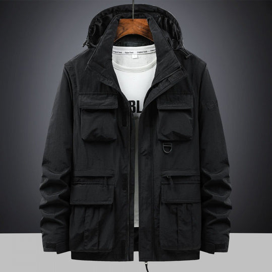 Herren Multifunktionale Utility-Fieldjacke mit Kapuze, Mehrfach-Taschen und Ripstop-Außenmaterial Shop Nory
