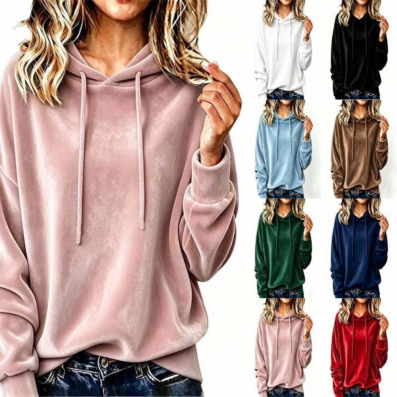 Damen Velours-Oversize-Kapuzenpullover mit Raglanärmeln Shop Nory