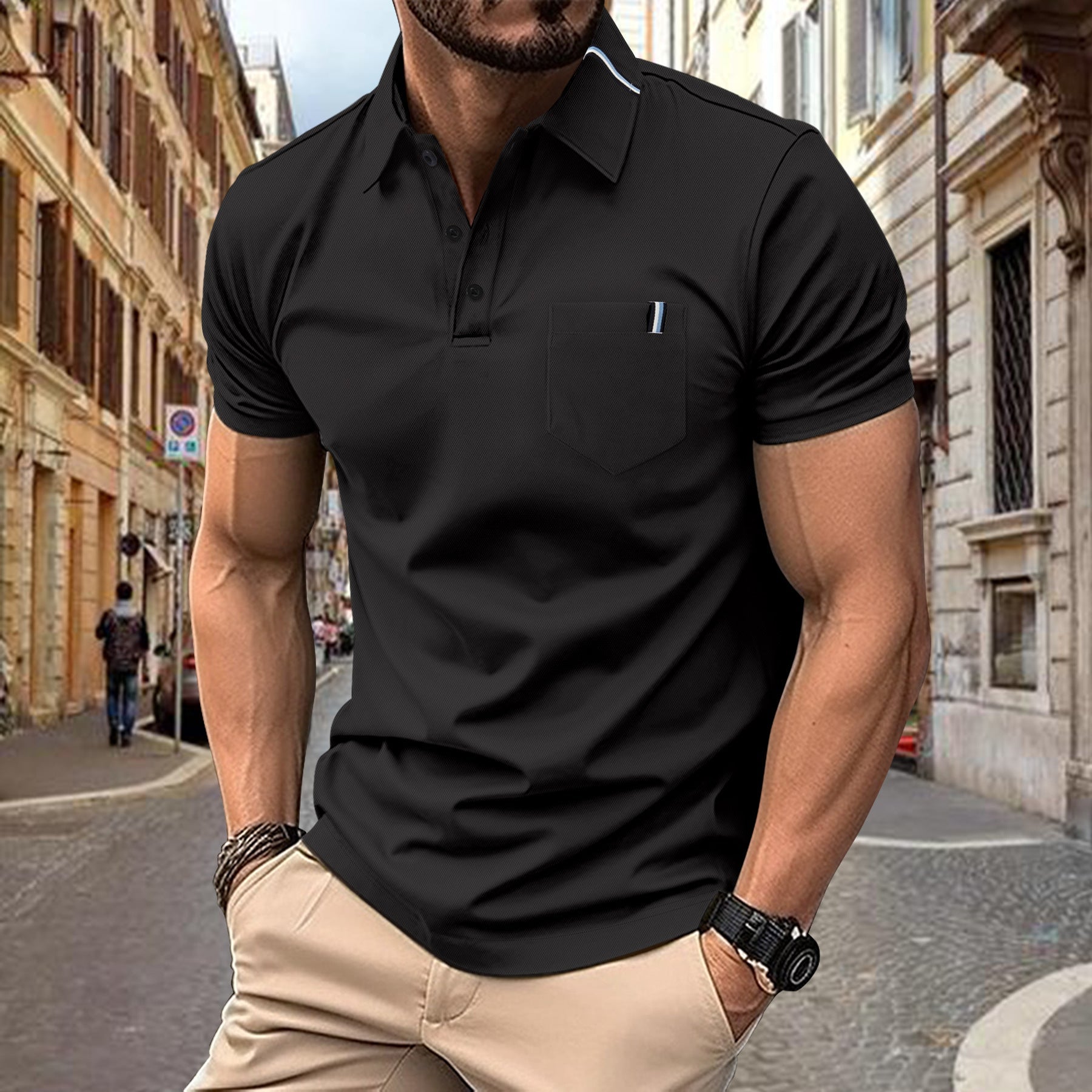 Herren Polohemd mit modernem Schnitt und Brusttasche