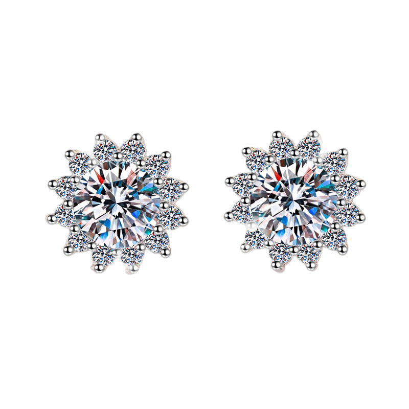 Damen Ohrringe mit strahlenden Zirkonia in floraler Form Shop Nory