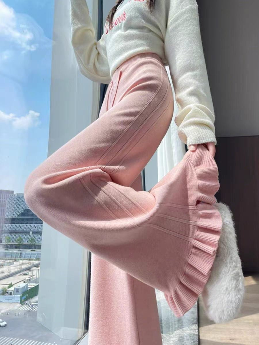 Damen Elegante, weiche Lounge-Hose mit Rüschenabschluss Shop Nory