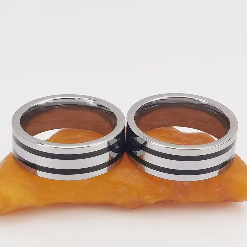 Herren Ring mit modernem Streifenmuster aus hochwertigem Edelstahl Shop Nory