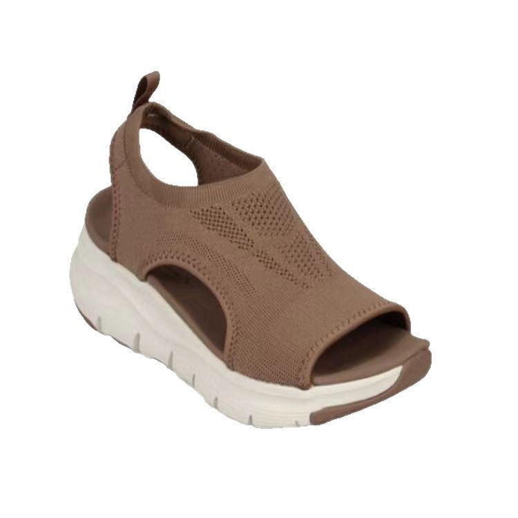 Damen Strick-Sandalen mit Plateau, elastischem Schaft und Fersenriemen Shop Nory
