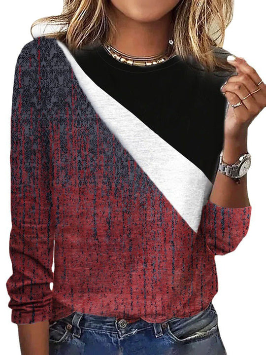 Damen Langärmeliges Oversize-Sweatshirt mit abstraktem Aquarell-Mosaikprint Shop Nory