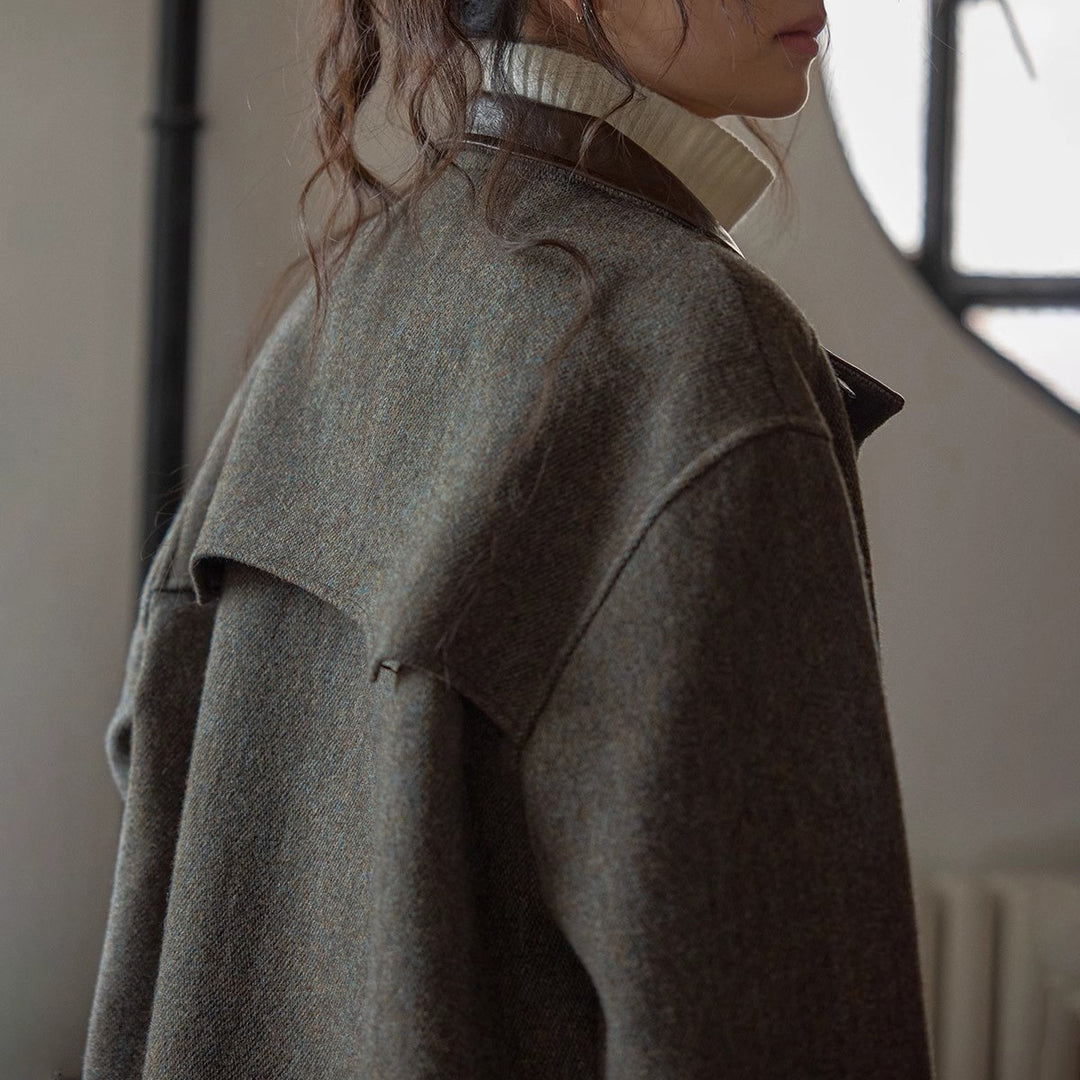 Damen Elegante und bequeme Wolljacke mit hohem Kragen Shop Nory