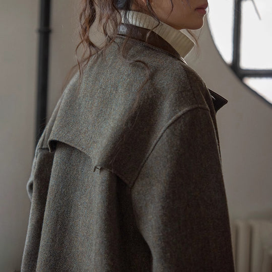Damen Elegante und bequeme Wolljacke mit hohem Kragen Shop Nory