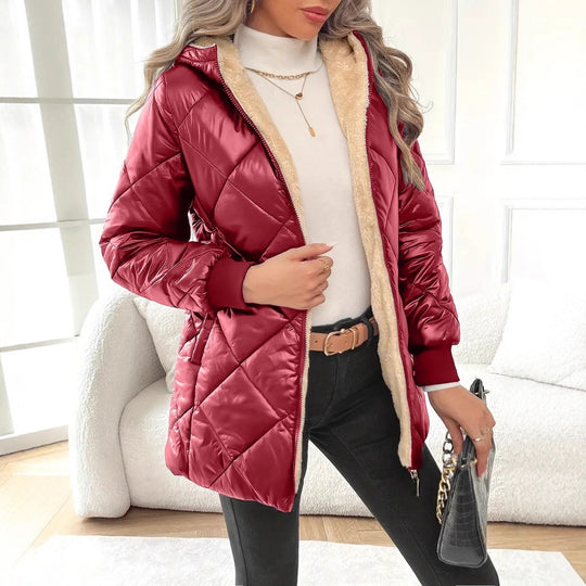 Damen Steppjacke mit Teddyfutter und Kapuze Shop Nory
