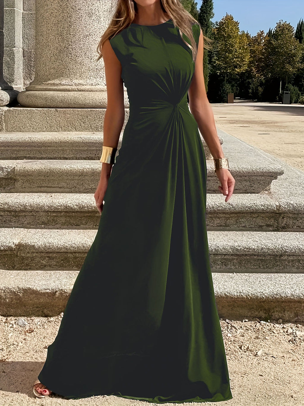 Damen Maxikleid mit Elegantem Knoten-Detail und Fließendem Schnitt