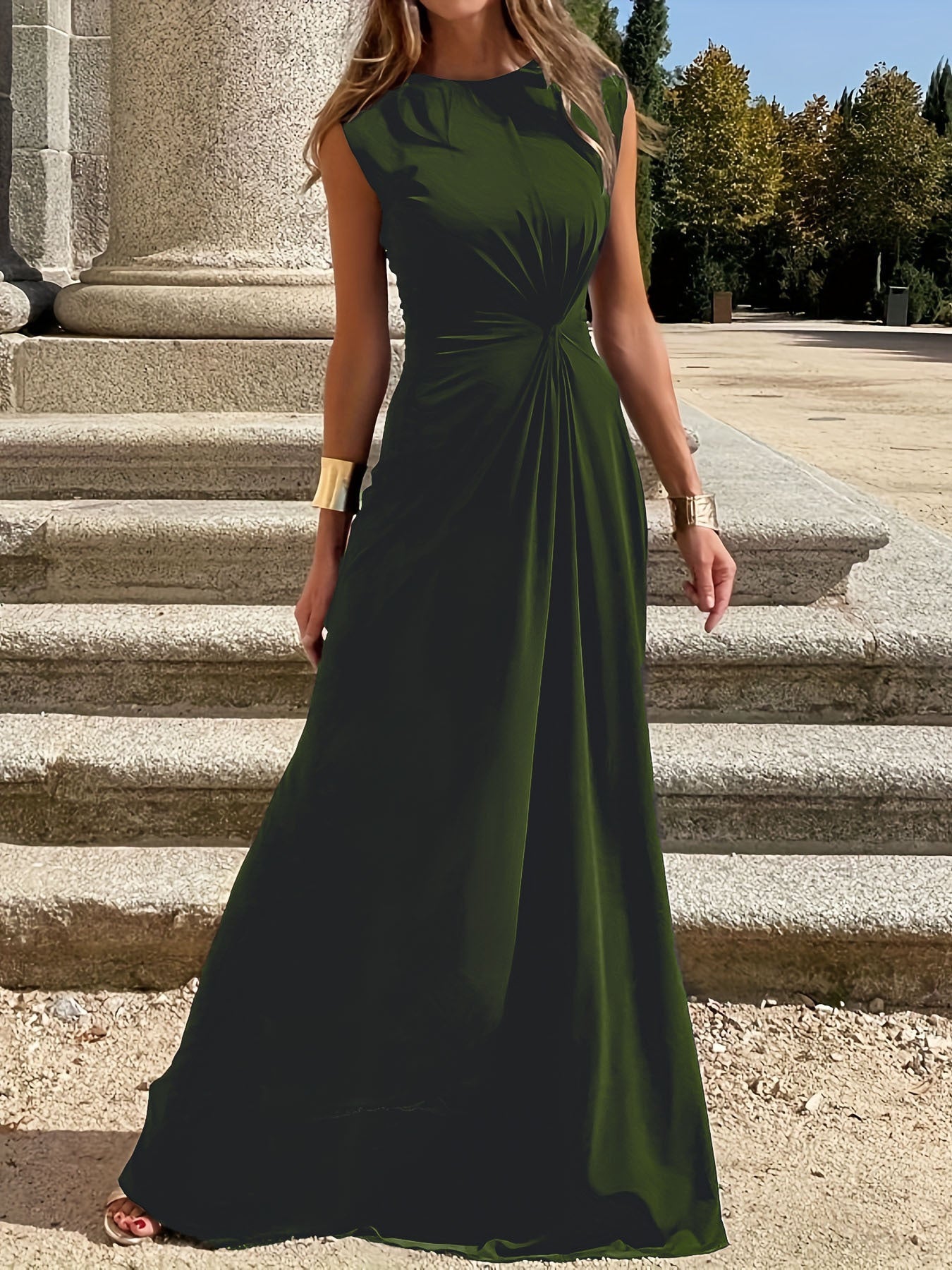 Damen Maxikleid mit Elegantem Knoten-Detail und Fließendem Schnitt