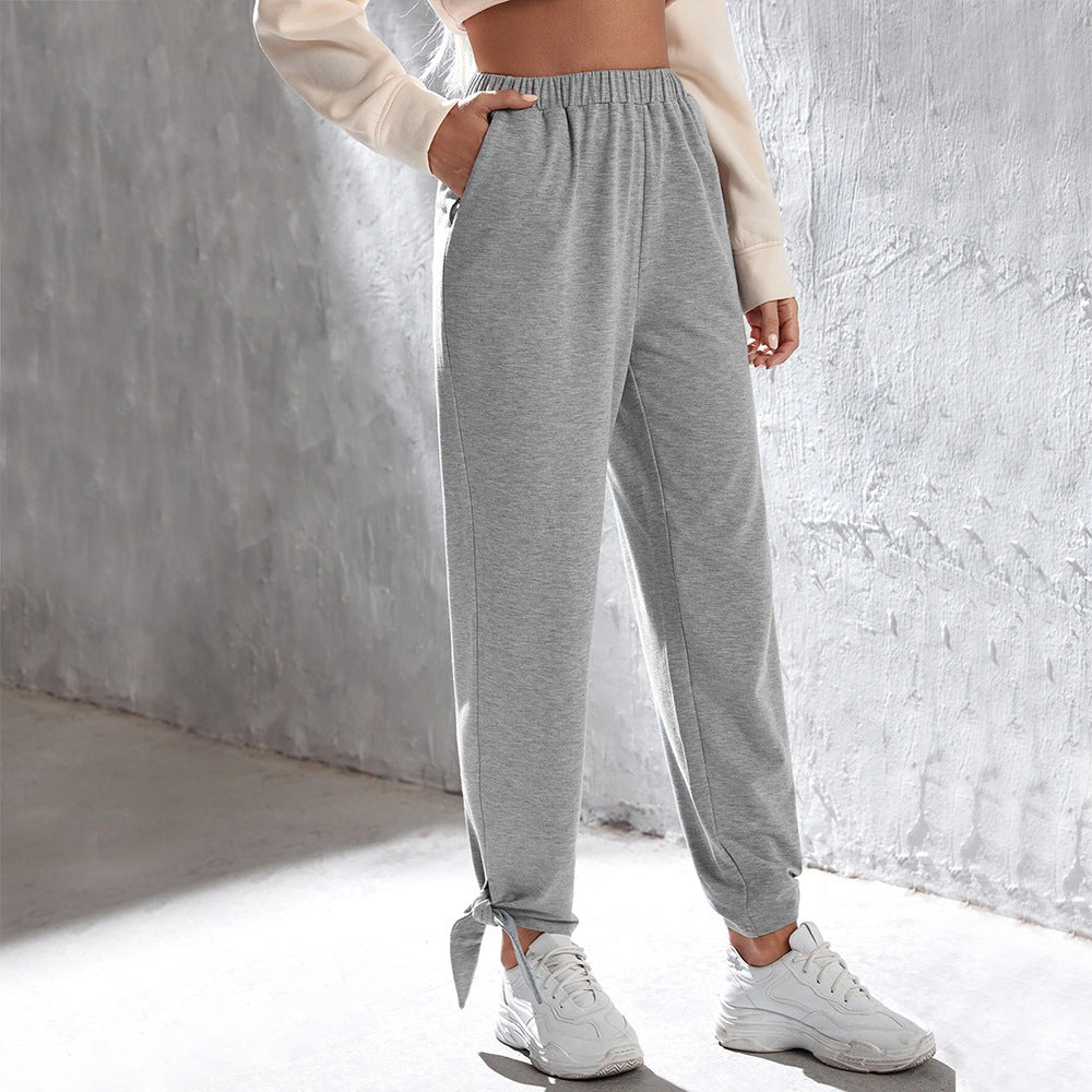 Damen lässige Jogginghose mit hohem Elastikbund seitlichen Eingrifftaschen und knöchelband Shop Nory