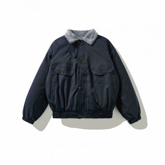 Herren Boxy-Utility-Bomberjacke mit Sherpa-Kragen und verdeckter Druckknopfleiste Shop Nory