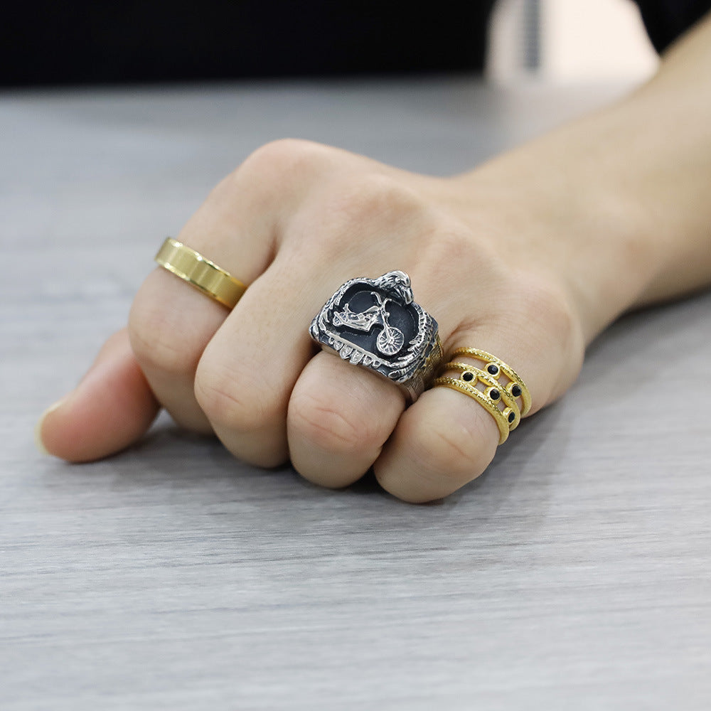 Herren detailreicher Motorrad-Ring Shop Nory