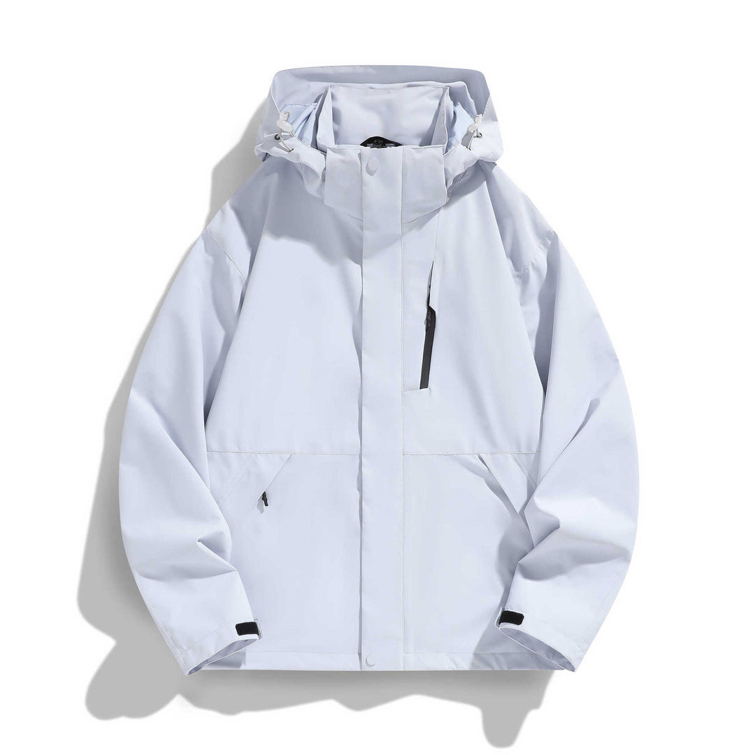 Damen Wasserabweisende Kapuzen‑Übergangsjacke mit verstellbarer Kapuze, verdeckter Frontblende und Multifunktionstaschen Shop Nory
