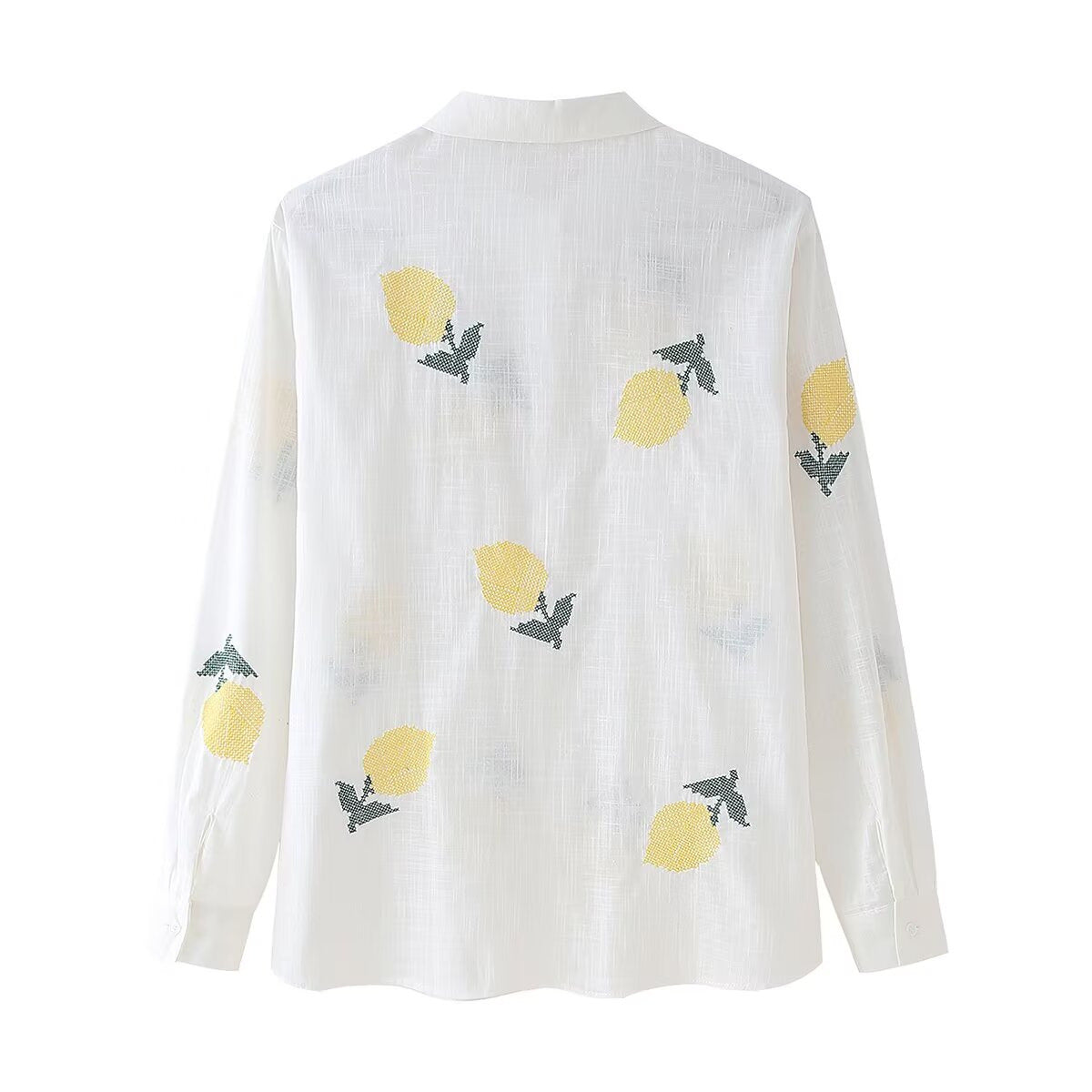 Damen Bluse mit fröhlichem Zitronen-Muster Shopnory