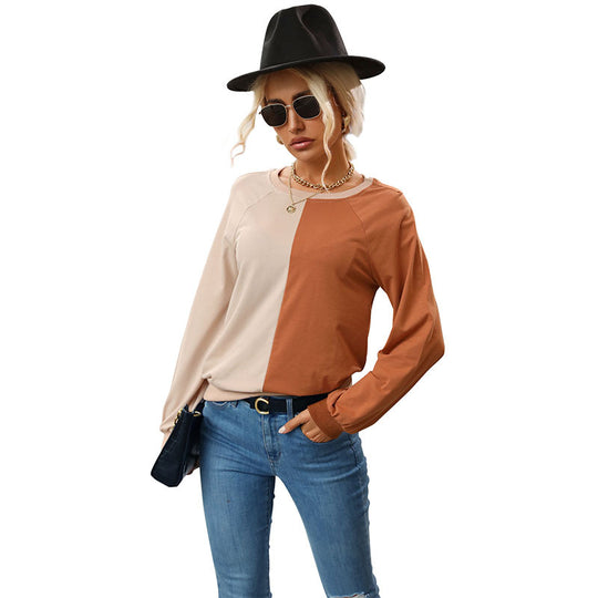 Damen Zweifarbiger Feinstrickpullover mit Raglanärmeln und legerer Passform Shop Nory