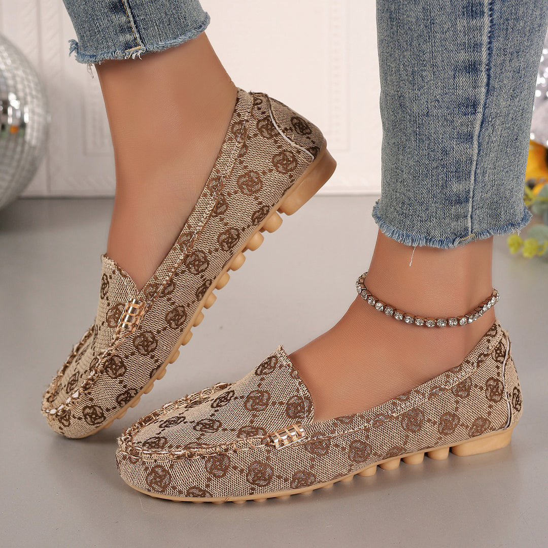 Damen Metallic Mokassin mit Noppenlaufsohle und Ziermetalldetail Shop Nory