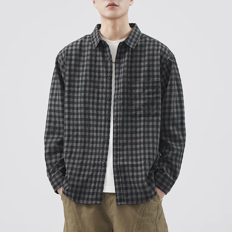 Herren Karierte Overshirt-Hemdjacke aus Baumwollmischung mit Brusttasche und lockerem Schnitt Shop Nory