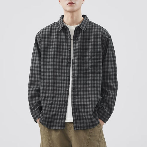 Herren Karierte Overshirt-Hemdjacke aus Baumwollmischung mit Brusttasche und lockerem Schnitt Shop Nory