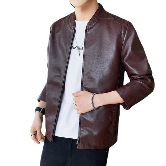 Herren schmal geschnittener Kunstleder Flightblouson mit minimalistischem Stehkragen und verdeckter Reißverschlussleiste Shop Nory
