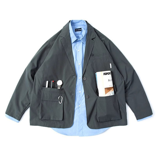 Unisex Weit geschnittener Utility-Blazer mit Multifunktionstaschen Shop Nory