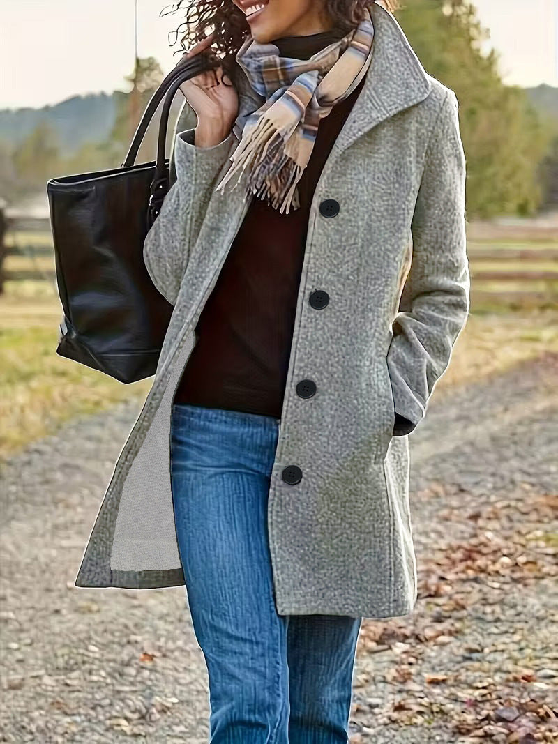 Damen nan taillierter Wollmix-Mantel mit großer Knopfleiste und Eingrifftaschen Shop Nory