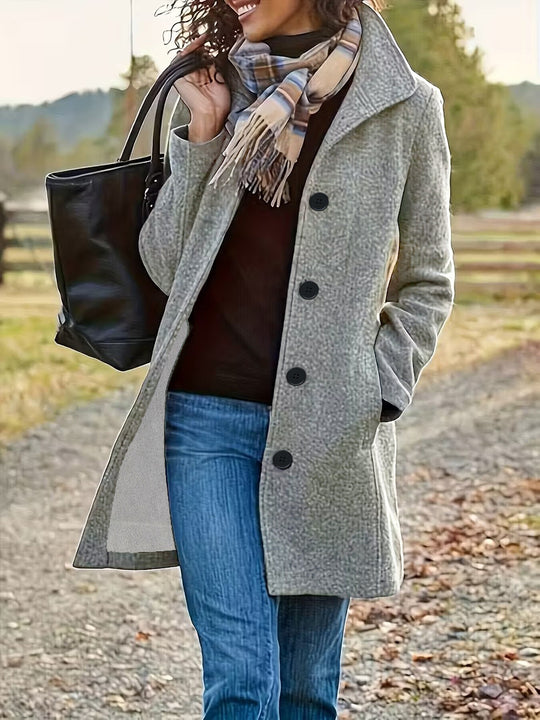 Damen nan taillierter Wollmix-Mantel mit großer Knopfleiste und Eingrifftaschen Shop Nory
